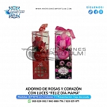 ADORNO DE ROSAS Y CORAZON DE LUCES