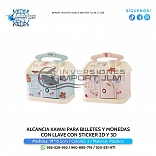 ALCANCIA KAWAI PARA BILLETES Y MONEDAS CON LLAVE CON STICKER 2D Y 3D