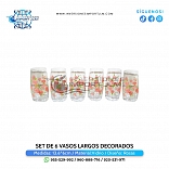 SET DE 6 VASOS LARGOS DECORADOS