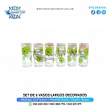 SET DE 6 VASOS LARGOS DECORADOS