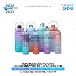 TOMATODO DUO HORARIO DE 2 LITROS  Y 900 ML + STICKER 2D Y 3D