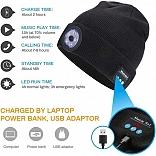 GORRO CON BLUETOOTH Y LUZ LED RECARGABLE
