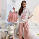 PIJAMA 3 PIEZAS PARA MUJER (PANTALÓN+POLO+SHORT)