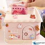 ALCANCIA KAWAI PARA BILLETES Y MONEDAS CON LLAVE CON STICKER 2D Y 3D