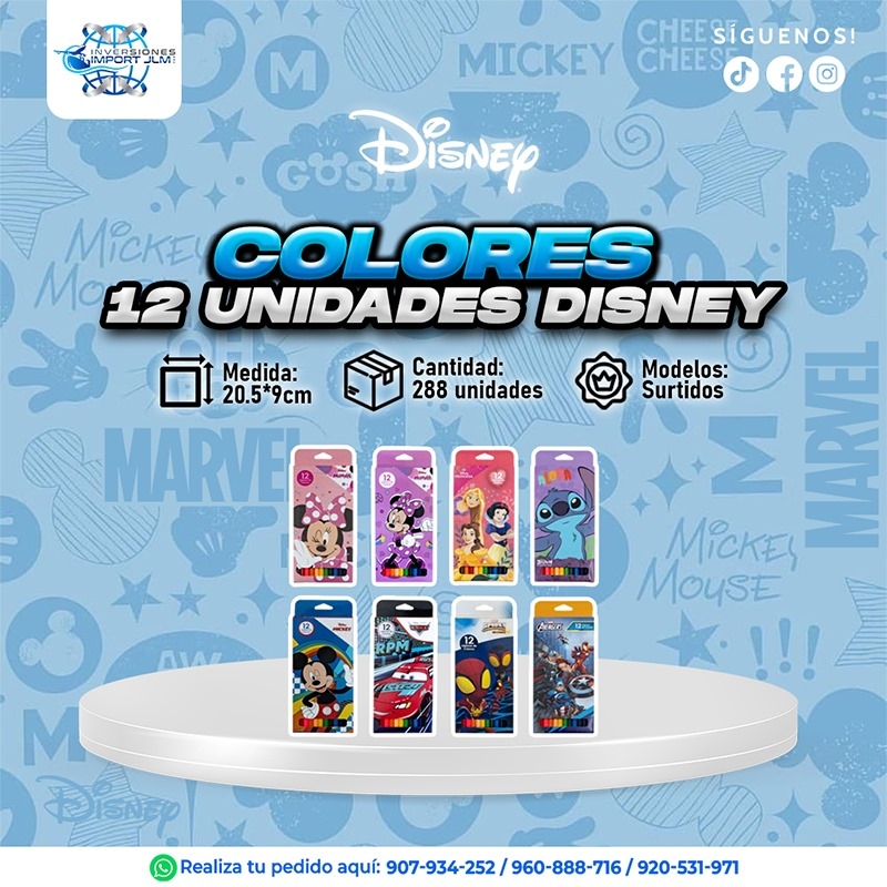 IMPORT JLM S.A.C. - SET DE 12 COLORES DISEÑO »DISNEY«