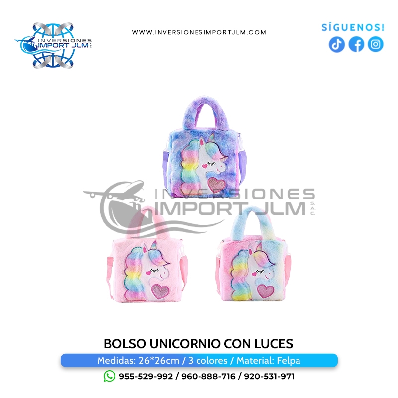 IMPORT JLM S.A.C. - BOLSO DE PELUCHE CON LUCES MODELO »UNICORNIO«