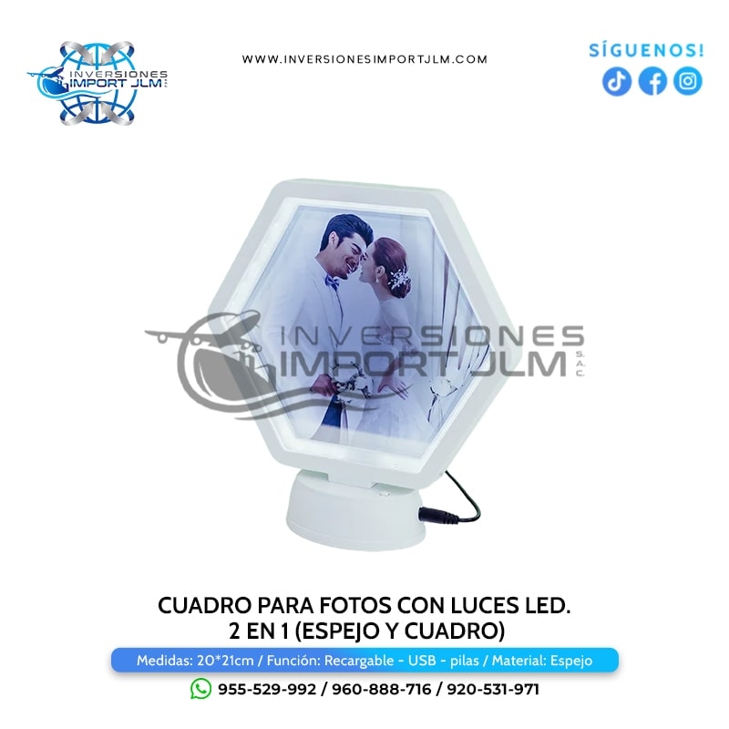 IMPORT JLM S.A.C. - CUADRO PARA FOTOS CON LUCES LED. 2 EN 1 (ESPEJO Y CUADRO)