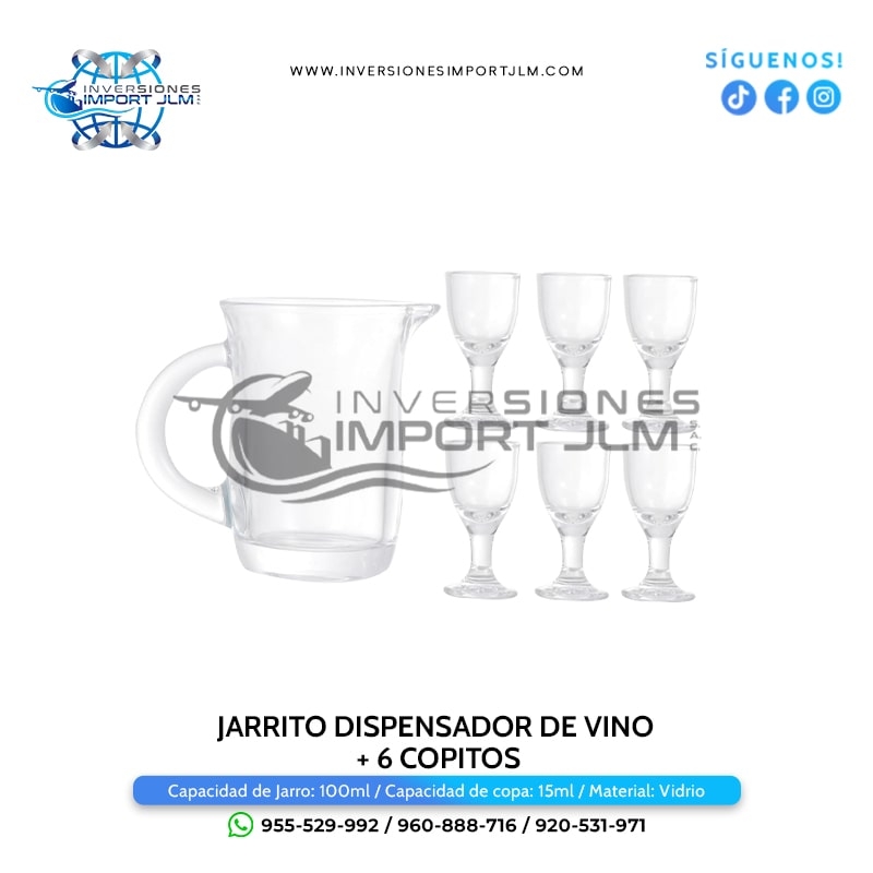 IMPORT JLM S.A.C. - JARRITO DISPENSADOR DE VINO + 6 COPITOS
