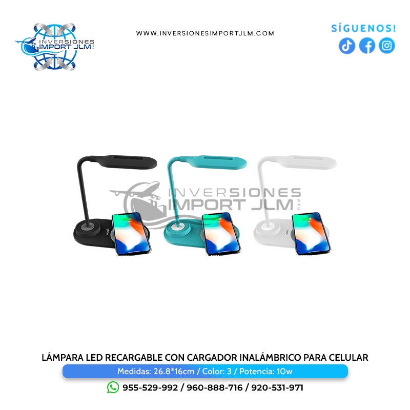 IMPORT JLM S.A.C. - LAMPARA LED TACTIL RECARGABLE CON CARGADOR INALAMBRICO PARA CELULAR 