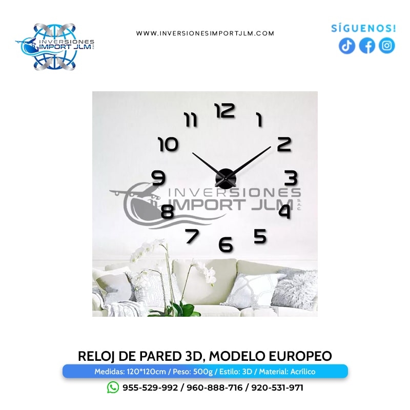 IMPORT JLM S.A.C. - RELOJ 3D MODERNO PARA PARED