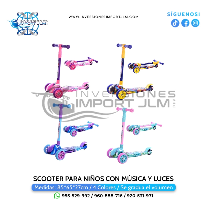 IMPORT JLM S.A.C. - SCOOTER PARA NIÑOS MUSICAL Y CON LUCES FAST Y FUN