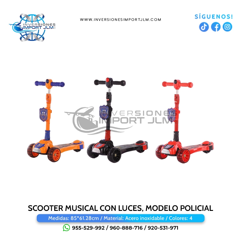 IMPORT JLM S.A.C. - SCOOTER PARA NIÑOS MUSICAL Y CON LUCES »POLICE SPEED MASTER«