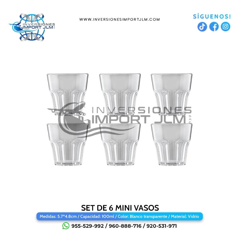 IMPORT JLM S.A.C. - SET DE 6 MINI VASOS