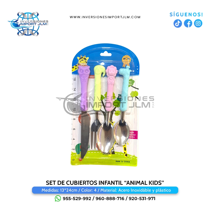 IMPORT JLM S.A.C. - SET DE CUBIERTO X 4 UNDS MODELO ANIMALITOS 