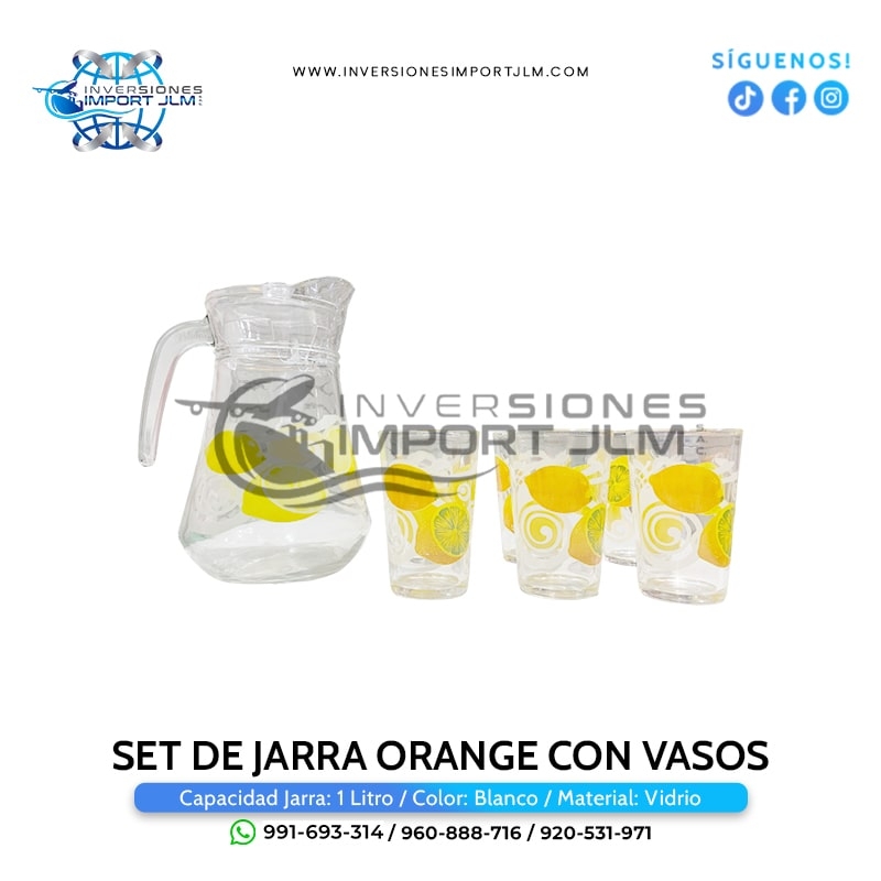 IMPORT JLM S.A.C. - SET DE JARRA CON VASOS MODELO »ORANGE«