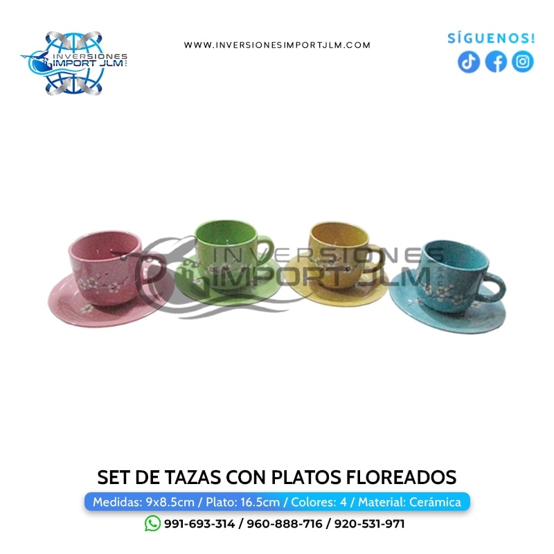IMPORT JLM S.A.C. - SET DE TAZA CON PLATOS MODELO »FLOREADO«