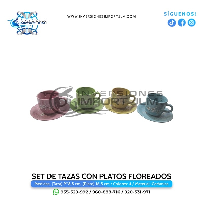 IMPORT JLM S.A.C. - SET DE TAZAS CON PLATO MODELO »FLOREADO«