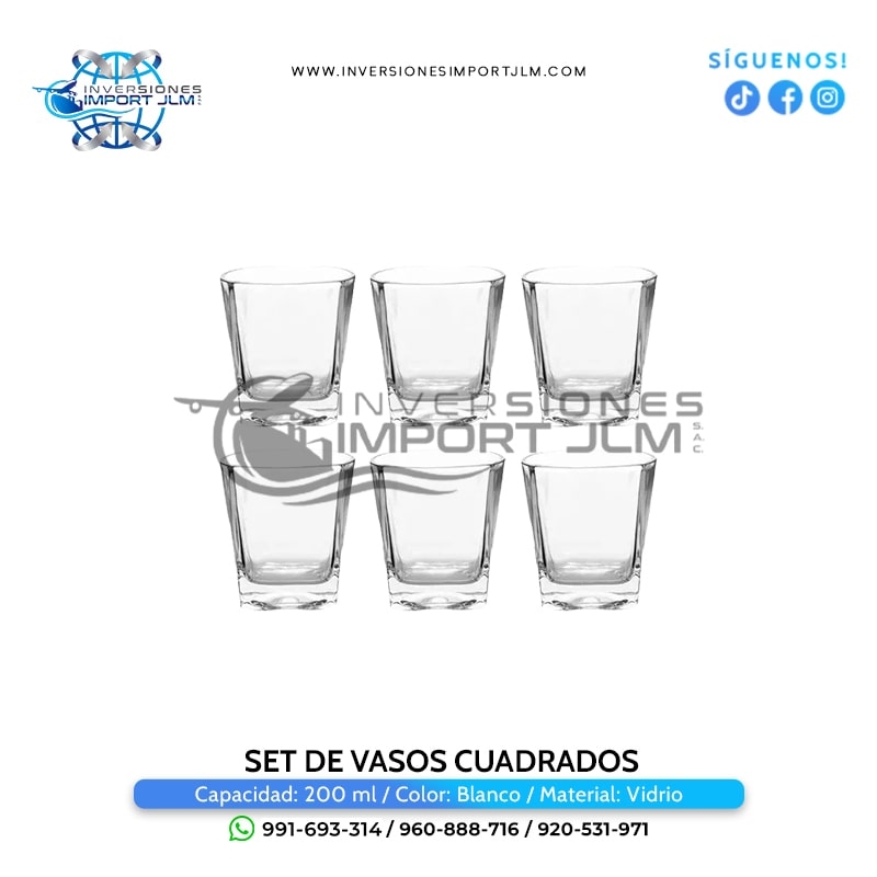 IMPORT JLM S.A.C. - SET DE  VASOS CUADRADOS