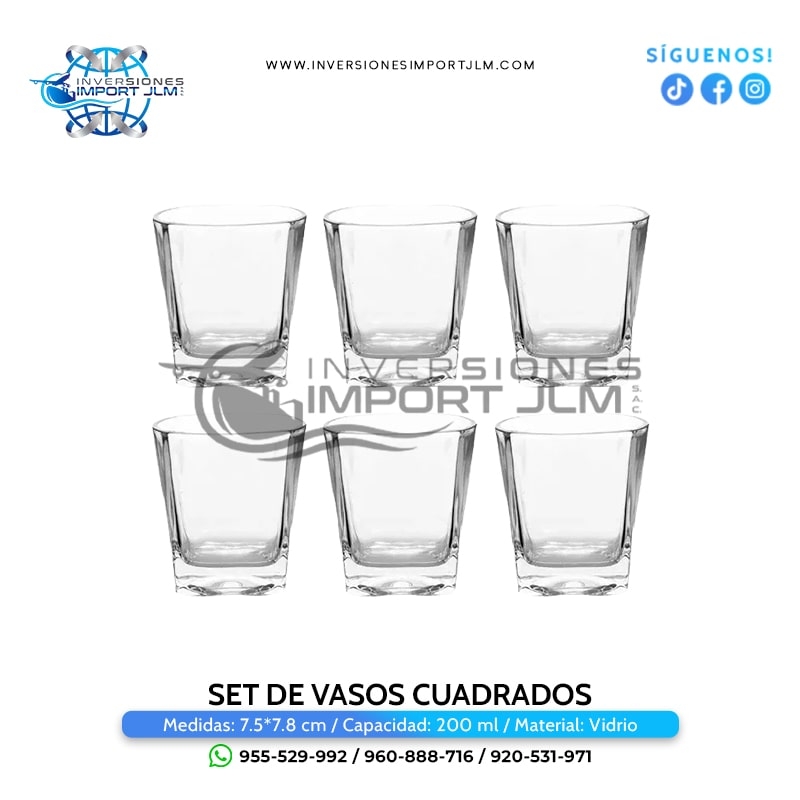 IMPORT JLM S.A.C. - SET DE 6 VASOS CUADRADOS