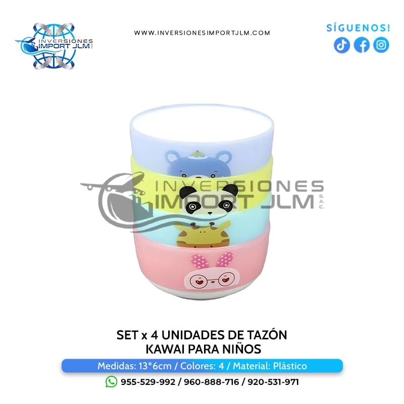 IMPORT JLM S.A.C. - SET x 4 UNIDADES DE TAZÓN KAWAI PARA NIÑOS