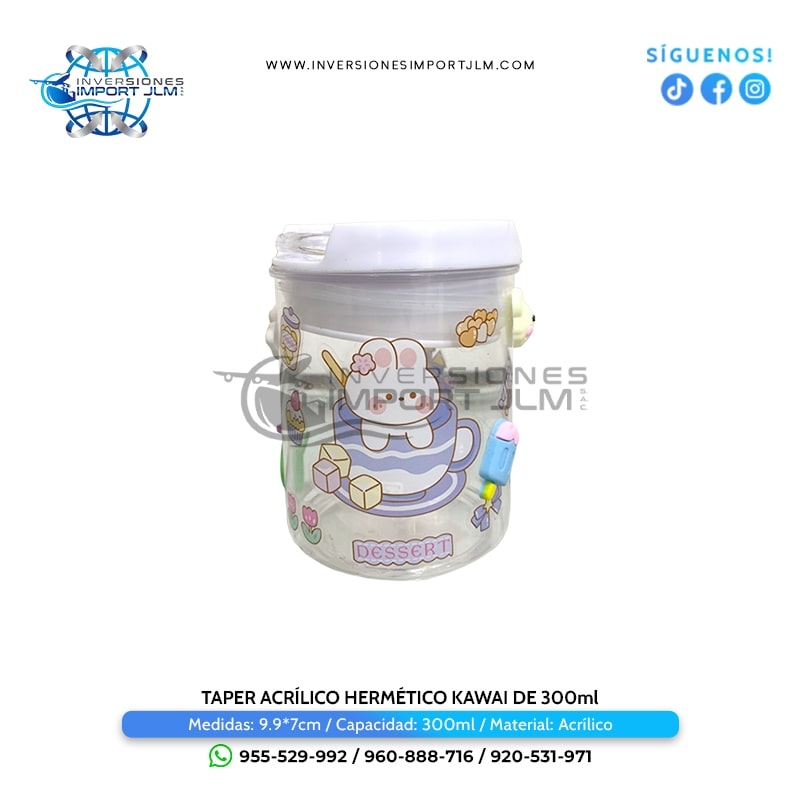 IMPORT JLM S.A.C. - TAPER ACRILICO HERMETICO DE 300ML KAWAI 