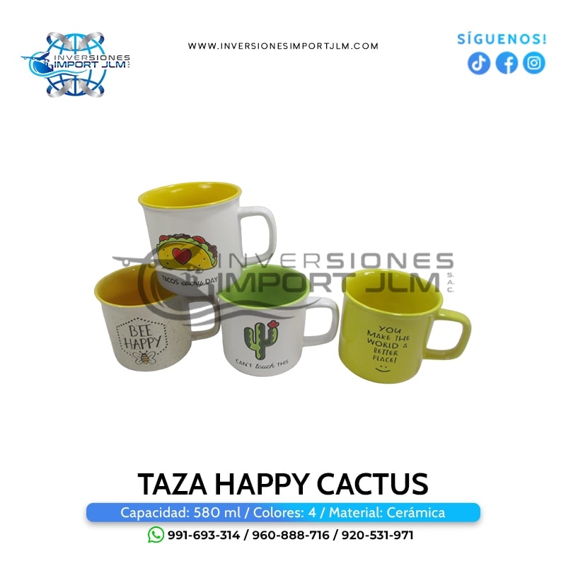 IMPORT JLM S.A.C. - TAZA DE LOZA MODELO »HAPPY CACTUS«