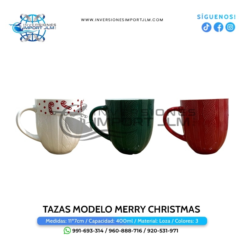 IMPORT JLM S.A.C. - TAZA DE LOZA 400ml »Merry Christmas«