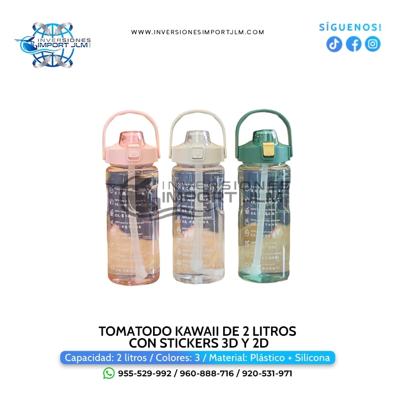 IMPORT JLM S.A.C. - TOMATODO KAWAI DE 2 LITROS CON STICKERS 3D Y 2D
