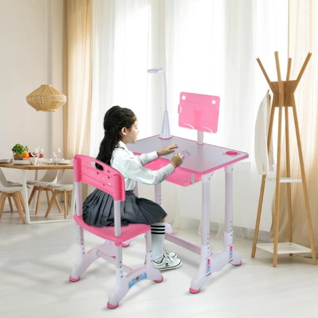 ESCRITORIO ERGONOMICO PARA NIÑAS CON LÁMPARA LED