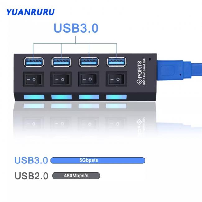 ADAPTADOR DE 4 PUERTOS USB 3.0 CON INTERRUPTORES 