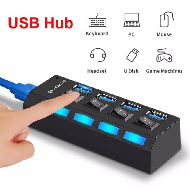 ADAPTADOR DE 4 PUERTOS USB 3.0 CON INTERRUPTORES 