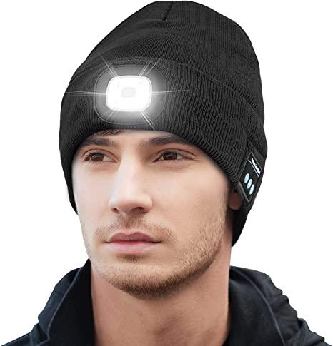 GORRO CON BLUETOOTH Y LUZ LED RECARGABLE