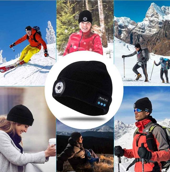GORRO CON BLUETOOTH Y LUZ LED RECARGABLE