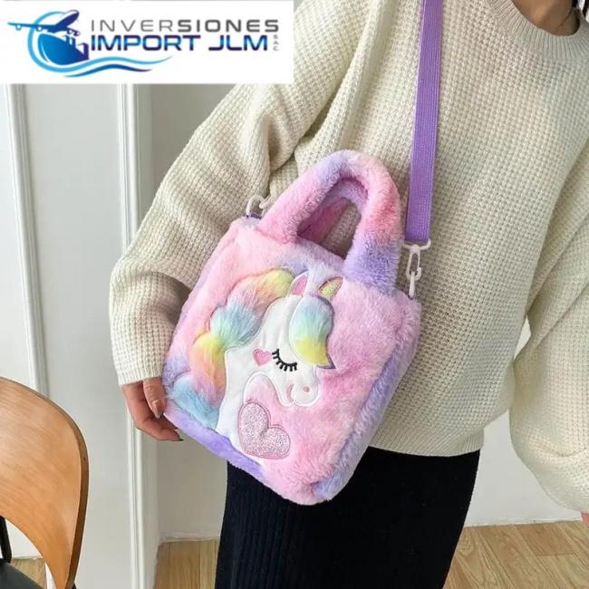 BOLSO DE PELUCHE CON LUCES MODELO »UNICORNIO«