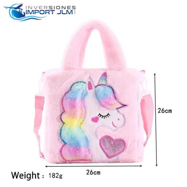 BOLSO DE PELUCHE CON LUCES MODELO »UNICORNIO«