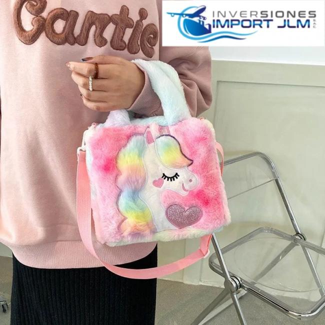 BOLSO DE PELUCHE CON LUCES MODELO »UNICORNIO«