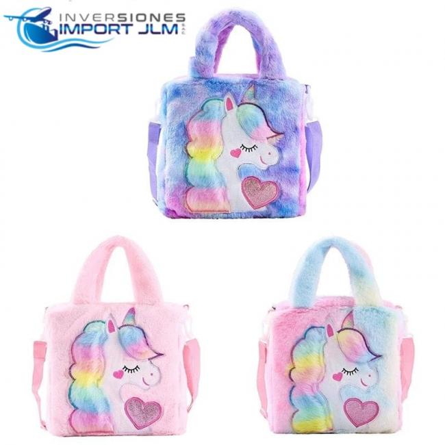 BOLSO DE PELUCHE CON LUCES MODELO »UNICORNIO«