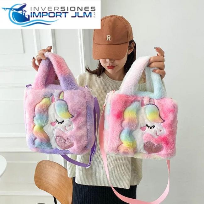 BOLSO DE PELUCHE CON LUCES MODELO »UNICORNIO«