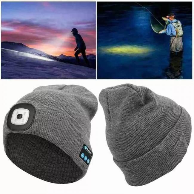 GORRO CON BLUETOOTH Y LUZ LED RECARGABLE
