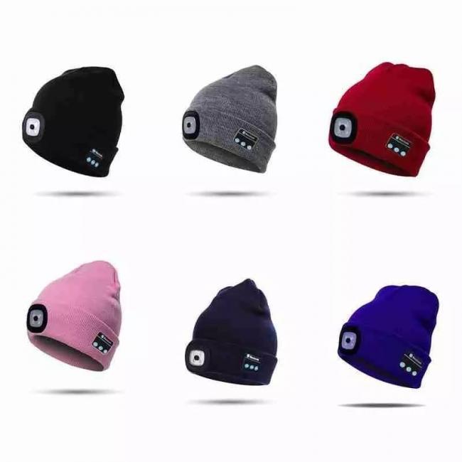GORRO CON BLUETOOTH Y LUZ LED RECARGABLE